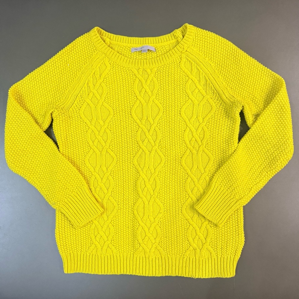 GAP Bright Yellow Cable Knit Sweater - Size Small Petite
